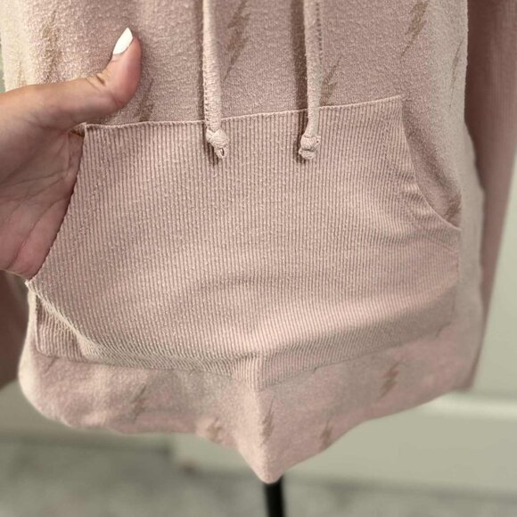 Pink Lightweight Sweatshirt Hoodie with Lightning Bolts and a Muff Pouch Size S - Picture 2 of 6